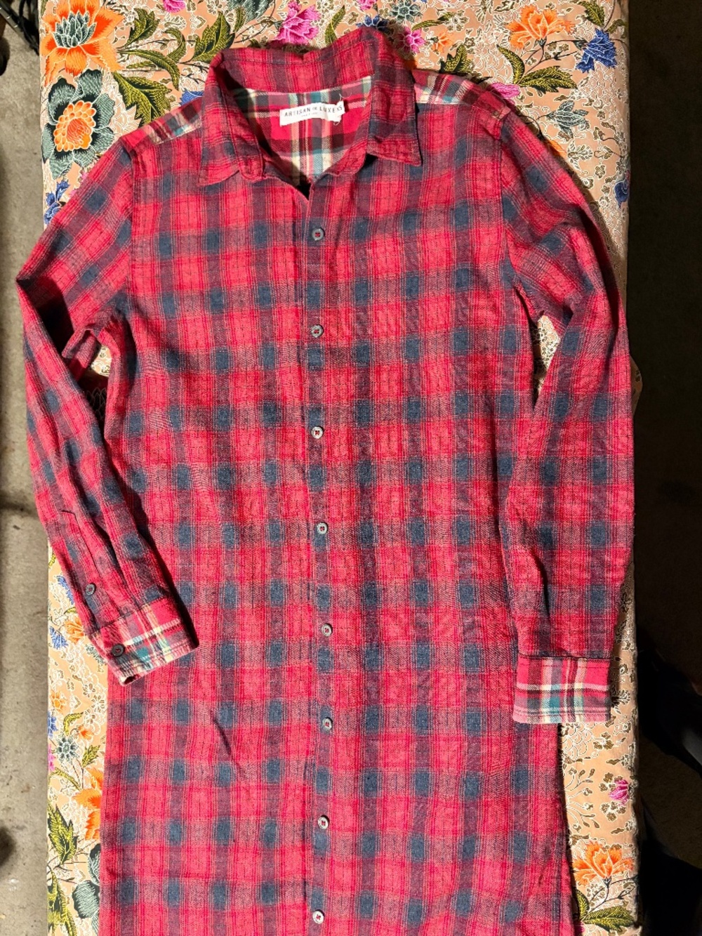 Anthropologie Artisan de Luxe red flannel shirt dress small